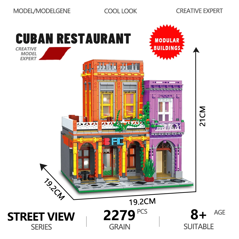 

Street View Cuban Restaurant Mini Block Creative Expert Modular Model Building Bricks Christmas Toys For Boys And Girls