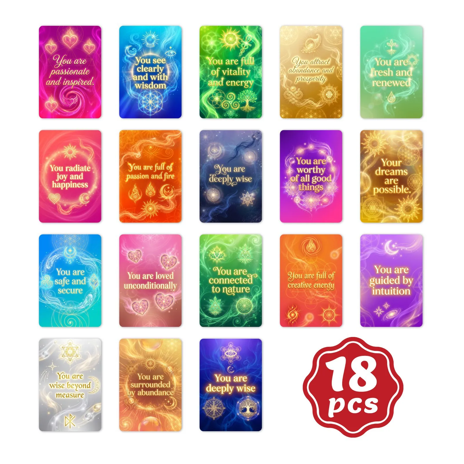 

Vibrant English SelfAffirmation Cards Set Mind Motivation Positive Energy Quotes Decor Greeting Card Daily Message Card