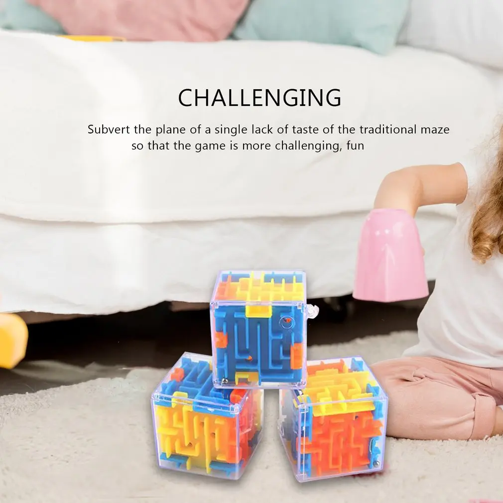 Hot Three-dimensional Labyrinth Cube Puzzle Maze Toy Universal 3D Cube Rolling Ball Game Maze Toys for Children Educational