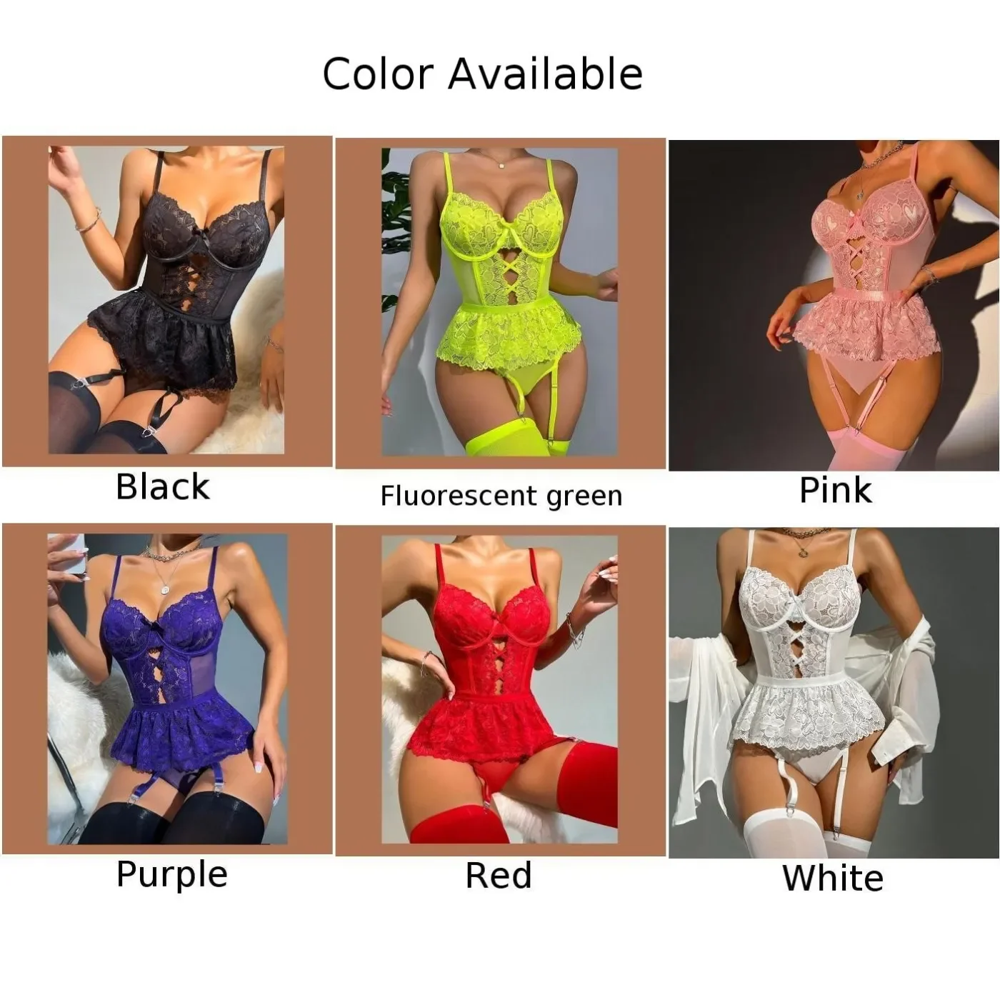 Sexy Bodysuit Women Corset Top Lingerie Sexy Hollow Jumpsuit Stockings G-string Garter Belt Hot Erotic Bra Set Costumes