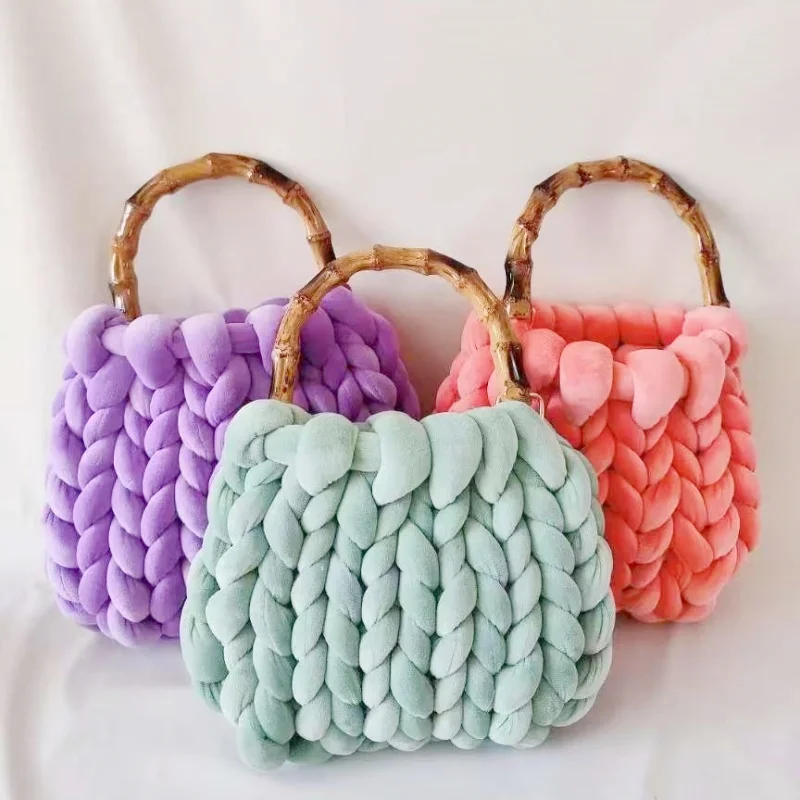 

Rope Crochet Bags for Women Handmade Acrylic Underarm Handbags Designer Knitting Crossbody Bag