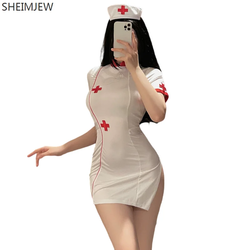 

Sexy Nurse Cosplay Costumes Halloween Hospital Doctor Uniform Carnival High Waist Slit Roleplay Dress Stage Performance Clothing