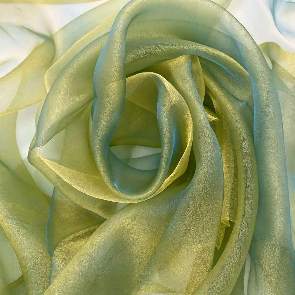 150X100cm Organza Fabric Soft Yarn Two-color Gradient Laser Fabric Magic Mercerized Yarn Gradient Color Two-tone Fabric
