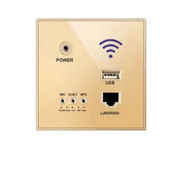 Depoguye-86 enchufe de pared WiFi, interfaz de red RJ45, panel de cristal, toma de carga USB, enrutador WiFi de pared de 300M, AC110V-250V