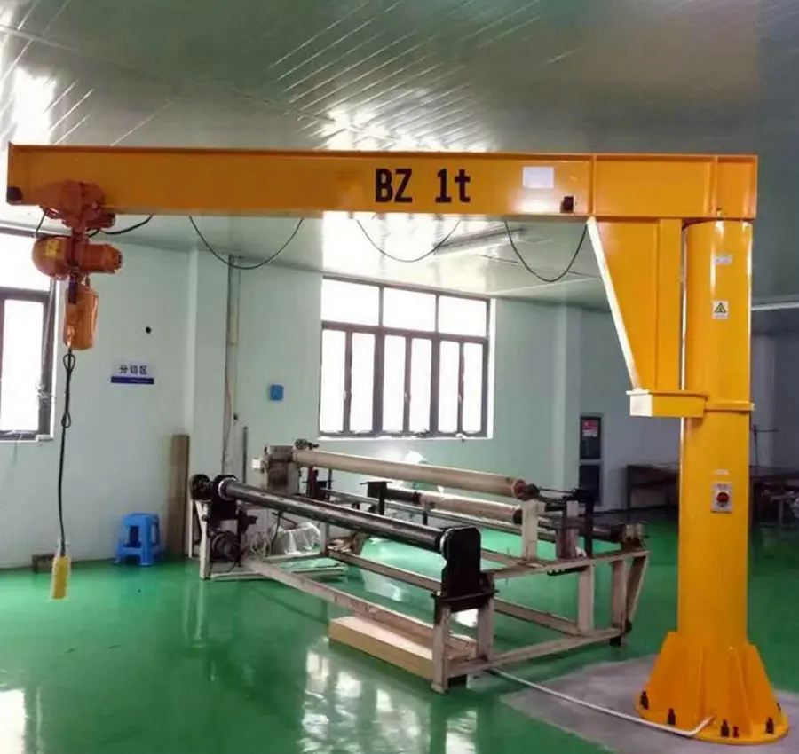 Customized Workshop 500kg 1 2 3 5 10 Ton Column Mounted Floor Pedestal Movable Slewing Pillar Cantilever Arm Jib Crane With Hois
