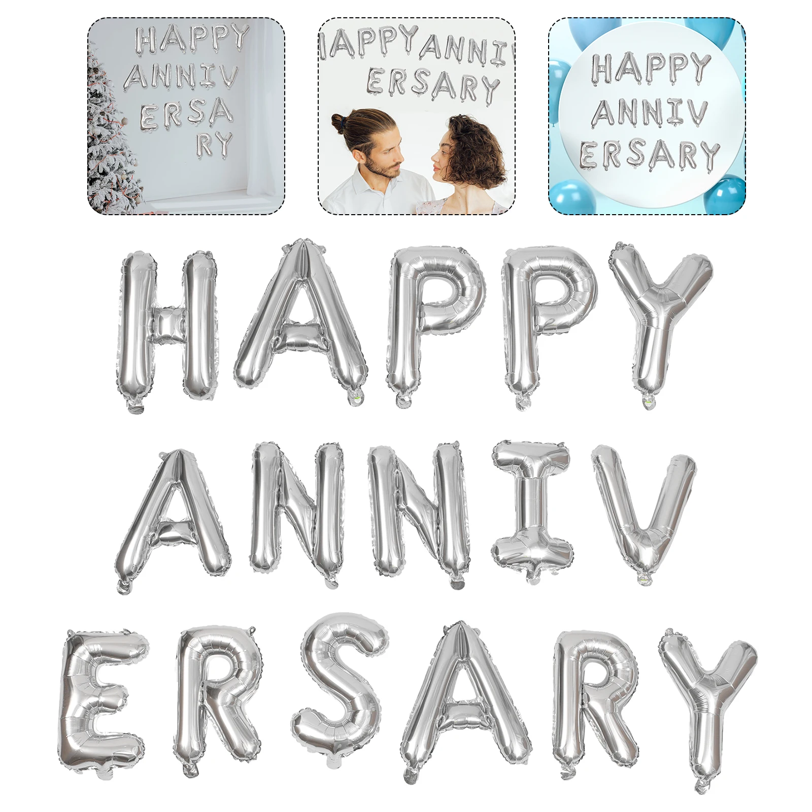 

1 set Aluminum Foil Anniversary Balloon Set Wedding Birthday Decoration Creative Diy Wall Window Table