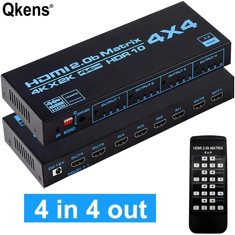 

4K 60hz 4x4 HDMI Matrix Switch Switcher HDR10 HDMI 2.0b Splitter 4 in 4 Out Video Converter for Ps4 Ps5 Camera Laptop PC To TV