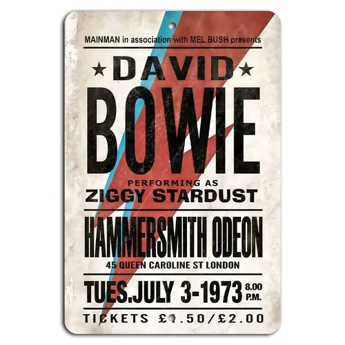 Ziggy Hammersmith Odeon 1973 Metallschild aus Aluminium