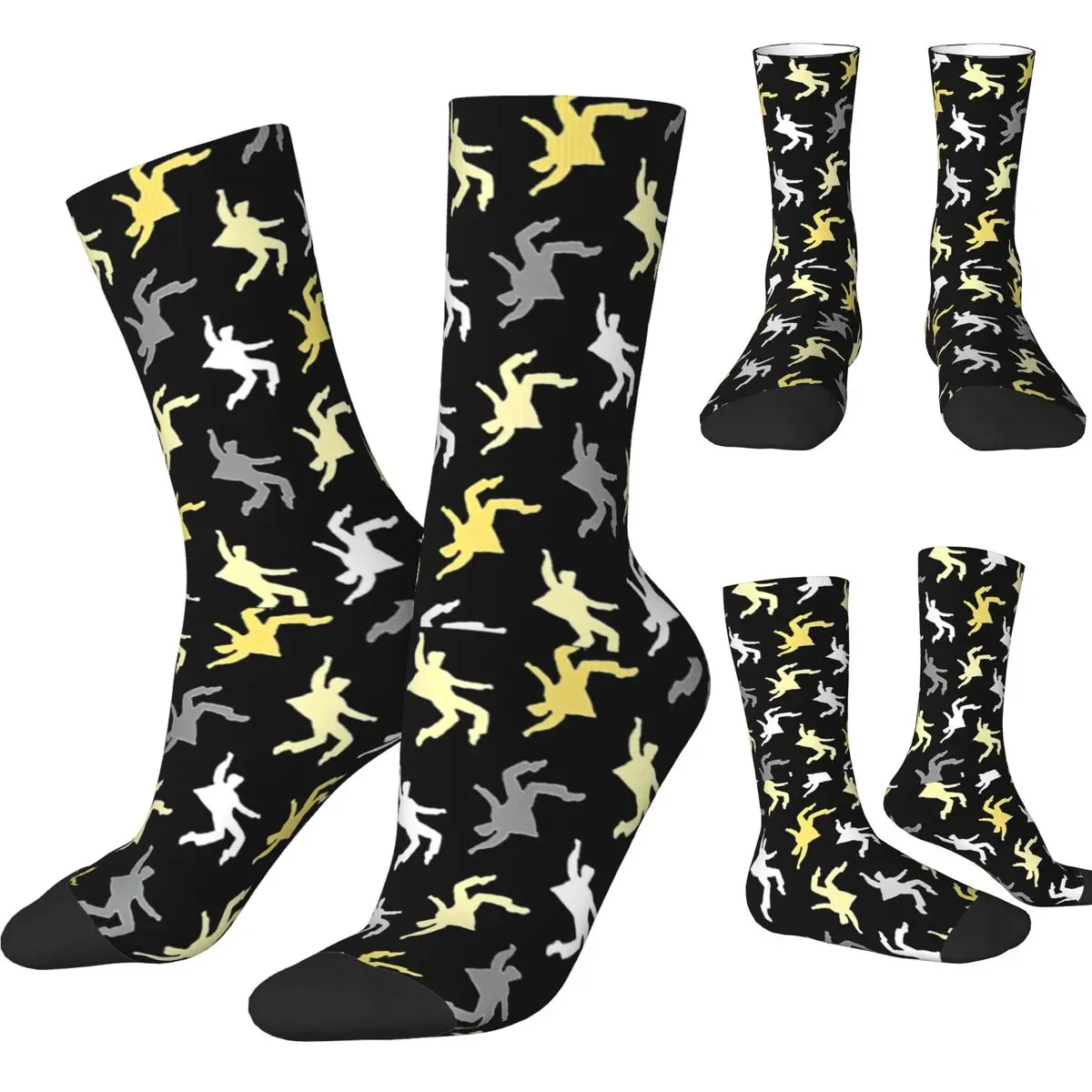 Retro E-Elvis P-Presleys Yellow Pattern Soccer Socks Polyester Long Socks for Unisex Non-slip