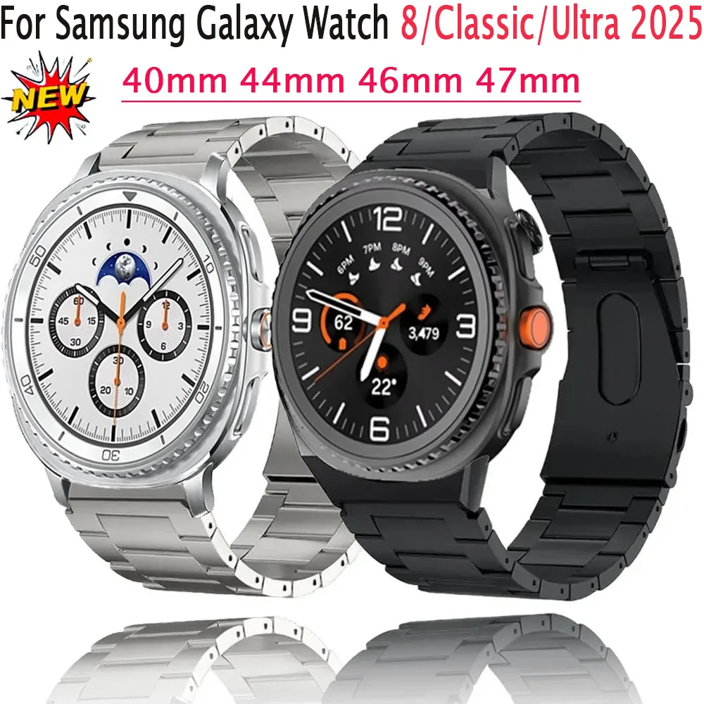 

Металлический ремешок из нержавеющей стали для Samsung Galaxy Watch Ultra 2025, 47 мм, дышащий ремешок для Galaxy Watch 8/8 Classic, 40 мм, 44 мм, 46 мм