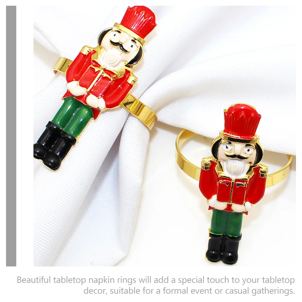 2Pcs Nutcracker Shaped Napkin Holders Christmas Table Decorations Fine Workmanship Accessory Nutcracker Napkin Rings