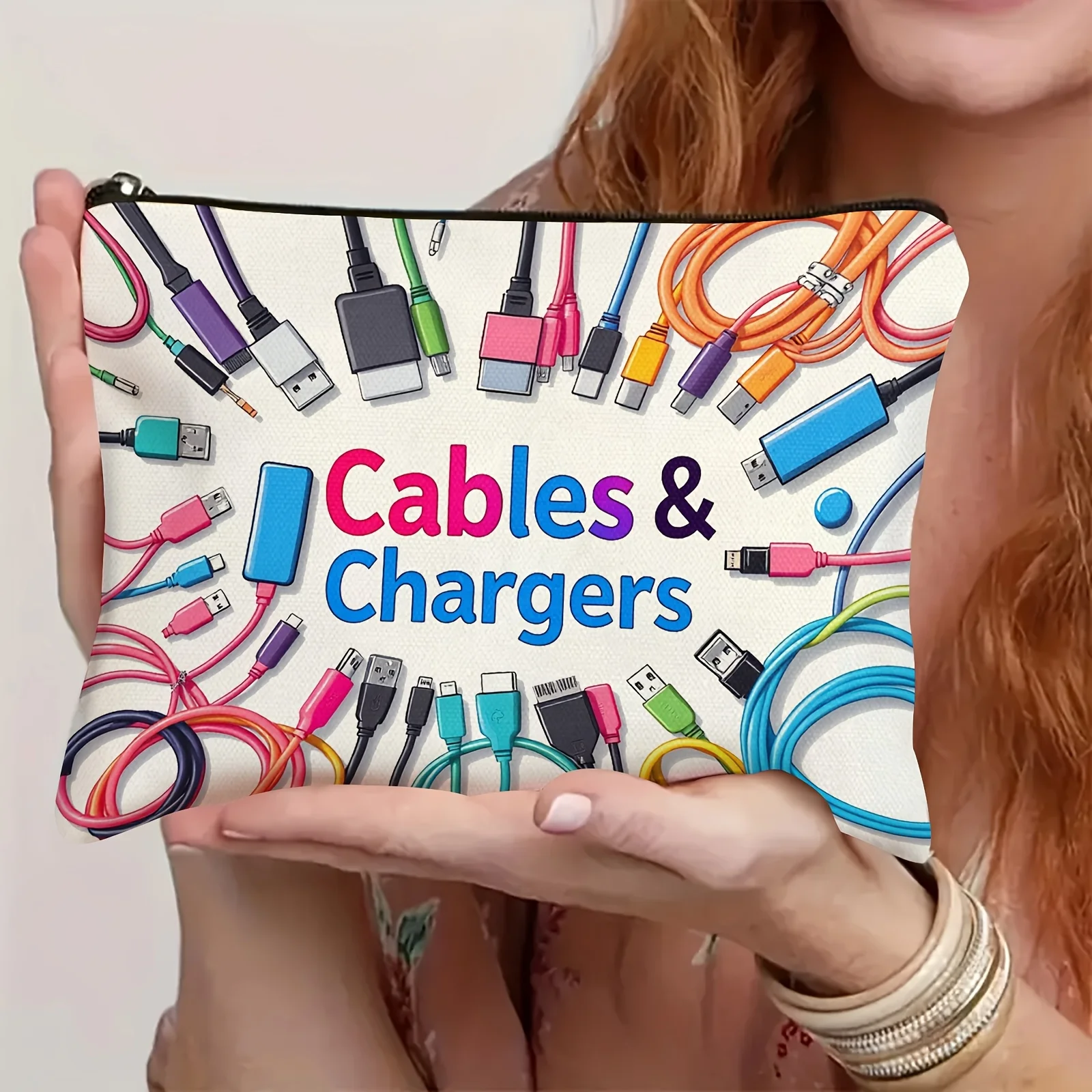 Colorful Cable Charger Storage Bag Versatile Travel Bag Organizer Electronics Cable Organizer Storage Bag with Zipper Closure