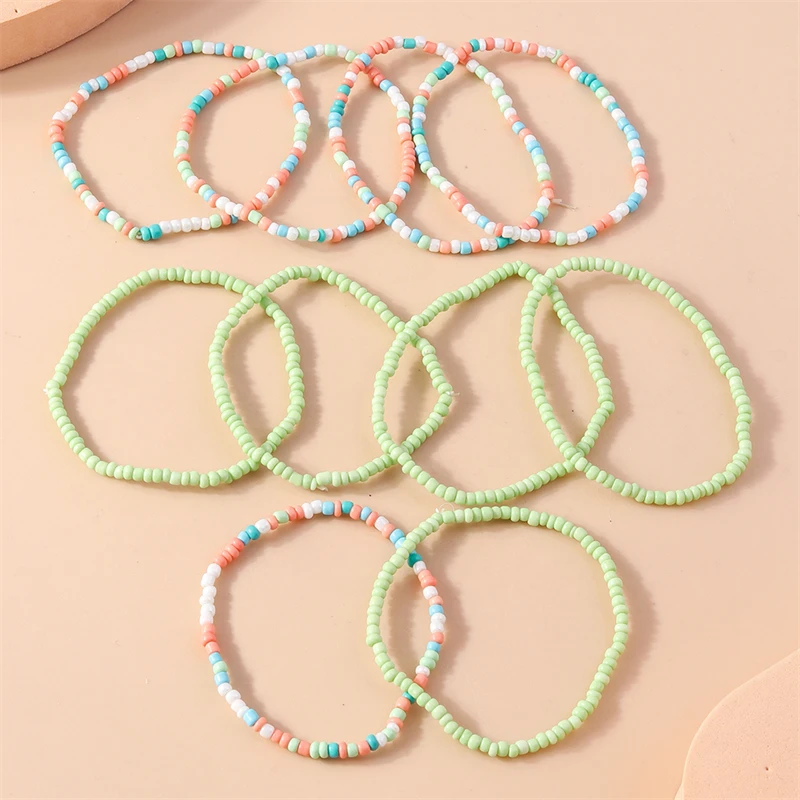 10 Stück/Set, handgefertigte Armbänder mit Perlen im Bohème-Stil, elastisch, für Damen und Mädchen, geeignet für Partys, Feiertage, als Schmuck oder Geschenk. – Detail 7