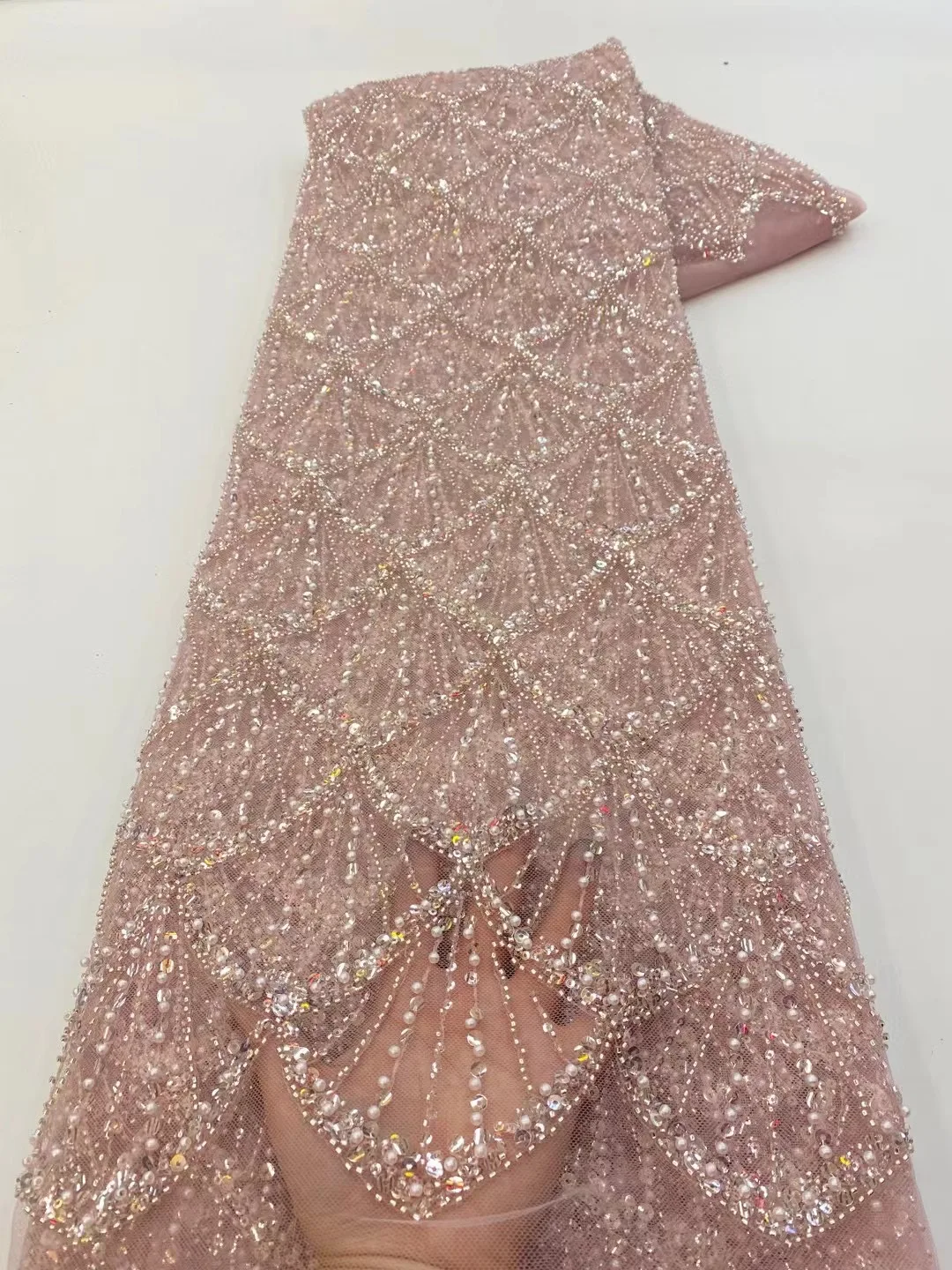 

Nigerian Bead Tube Embroidery Lace Fabric 2023 High Quality African Sequin French Tulle Fabric for Women Dress Sewing VXZ5794
