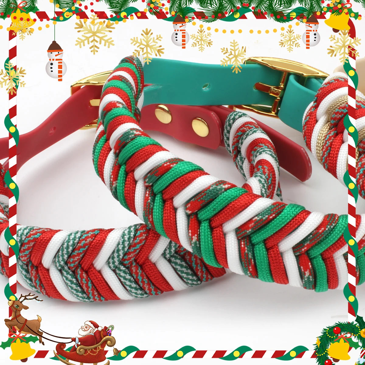 Strapazierfähiges Nylon-Hundehalsband für Weihnachtsgeschenke mit großem Mittel- und Welpenzubehör, modisches, verstellbares, farbenfrohes Gurtband – Detail 3