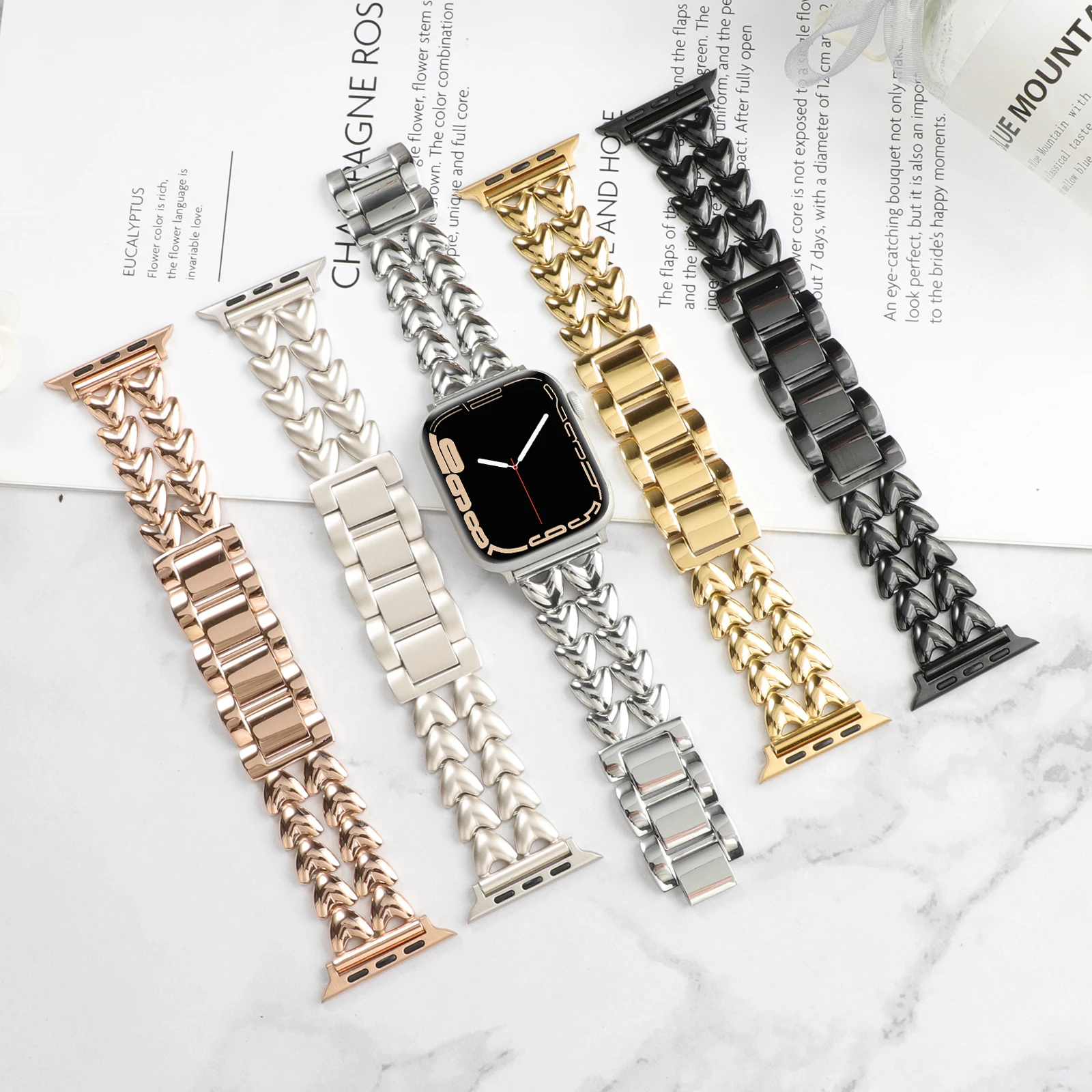 

Fashion Metal Double Row Love Bracelet Woman for Apple Watch Band Series 8/7/6/10 40mm 41mm 38mm 42mm 44mm 45mm 46mm Strap