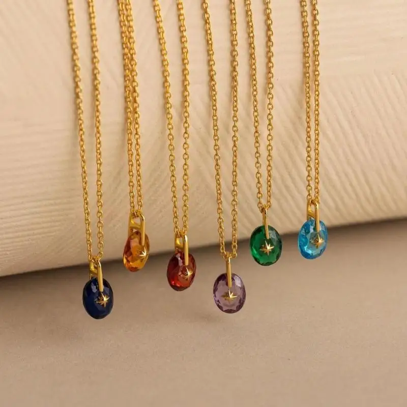 A52E Stones Stones Charm Jewelry Makes Vòng cổ Mặt dây chuyền bằng thép không gỉ