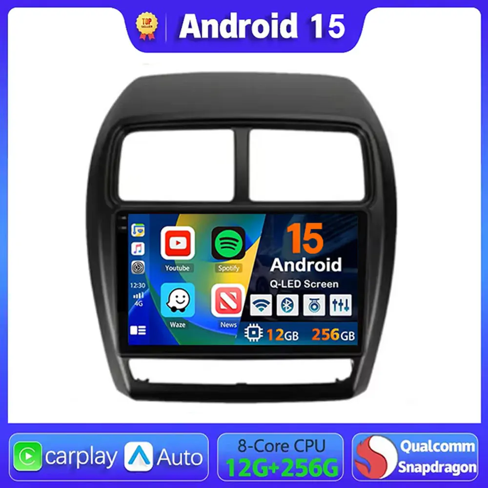 

Android 15 Car Radio For Mitsubishi ASX 1 2016 2017 - 2022 Navigation GPS Multimedia Player Stereo wifi+4G Carplay auto video BT