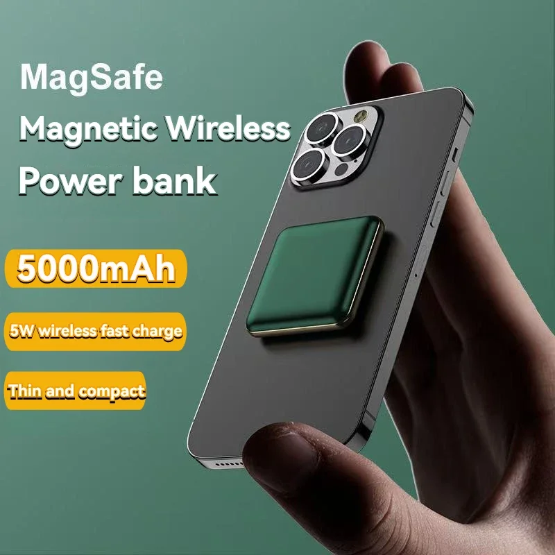 

Wireless portable magnetic external battery charger 5000mAh battery only for MagSafe iPhone 14/13/12/Pro charging 5W