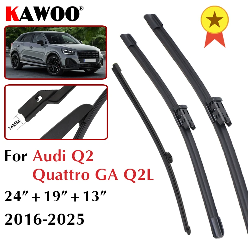 

24"+19"+13" Car Wiper Blades For Audi Q2 Quattro GA Q2L 2016-2025 Windscreen Front Rear Wipers Blade Set Auto Car Accessories
