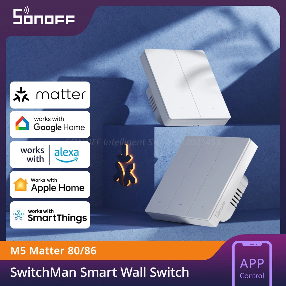 SONOFF M5 Matter WiFi Smart Wall Switch 80/86 Type eWeLink Remote Control SwitchMan Voice Control via Alexa Google Apple Home