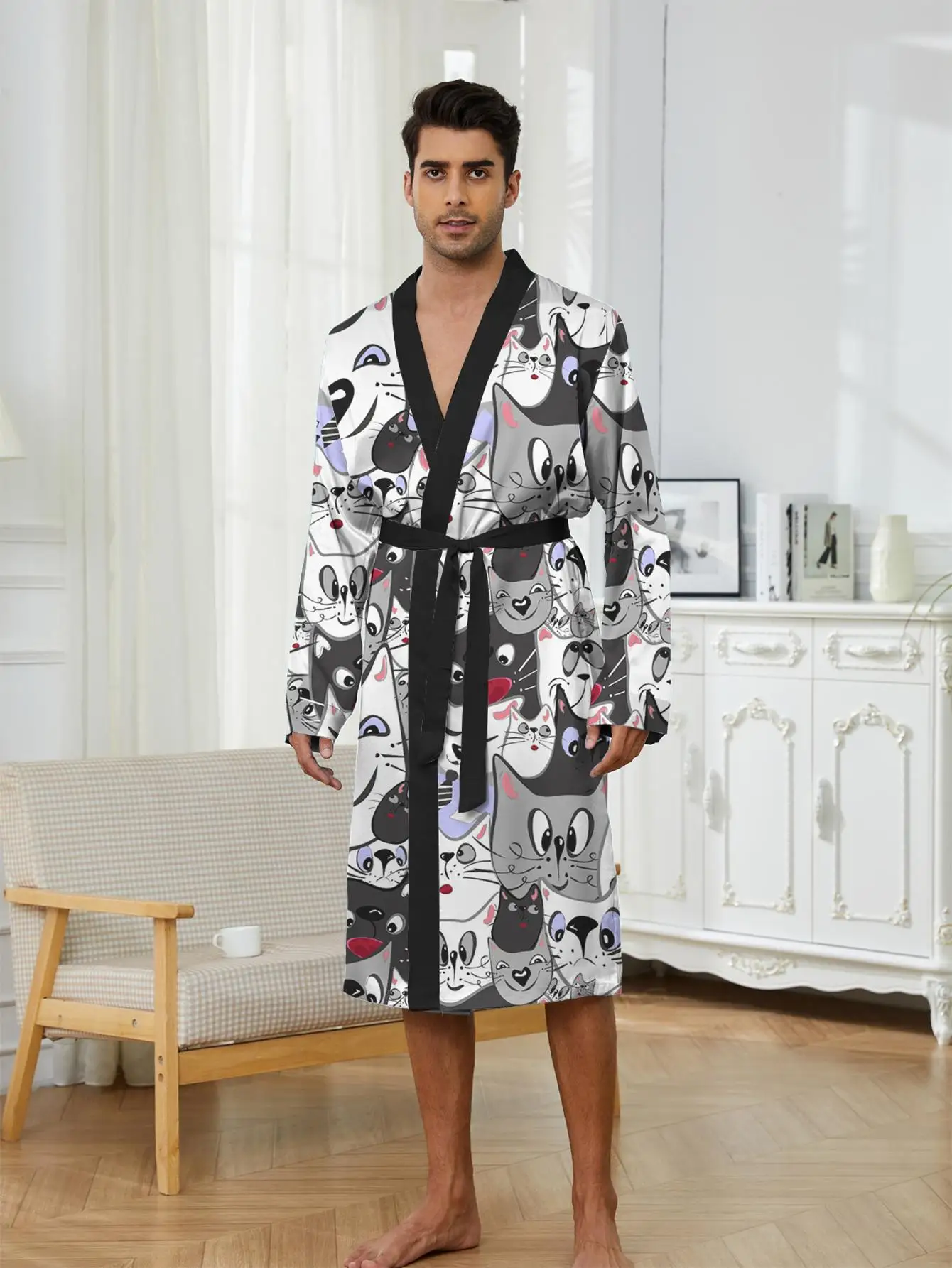 1pcs Men's Robes 2026 Spring/Summer Breathable bath robe Graphic dressing gown Funny pajamas sleepwear 3D Printed Sleepwear