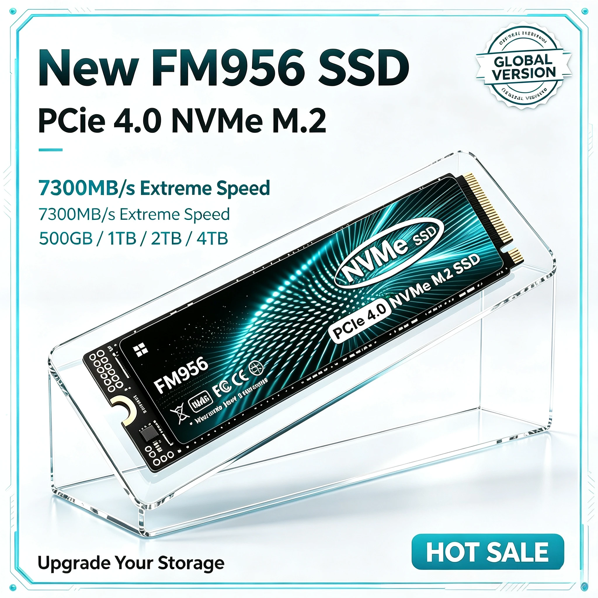 FM956 SSD M.2 NVMe Internal Solid State Drive High Speed 7300MB/s PCIe 4.0 Gaming Drive Works for Laptop PC Hard Disk
