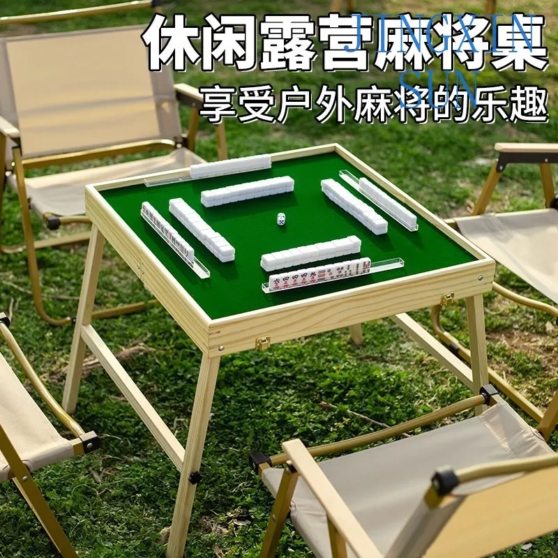 Outdoor mahjong set camping portable small mini dormitory mahjong table portable folding travel sparrow small