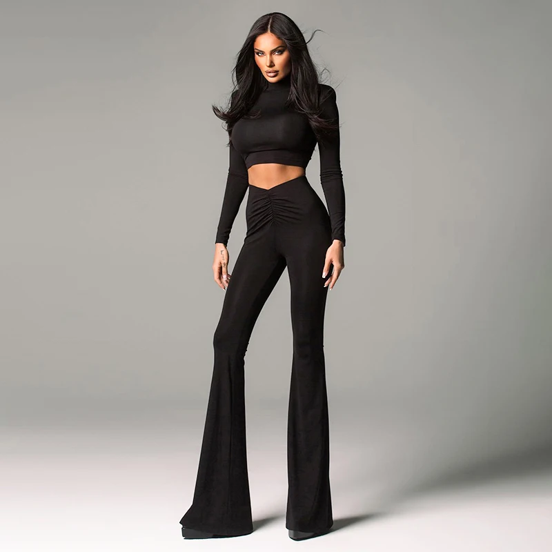 CUTENOVA Autumn Casual Tracksuit Women 2024 Long Sleeve Basic Y2K Tops Long Low Waisted Sexy Fashion Pants Elegant Two Piece Set