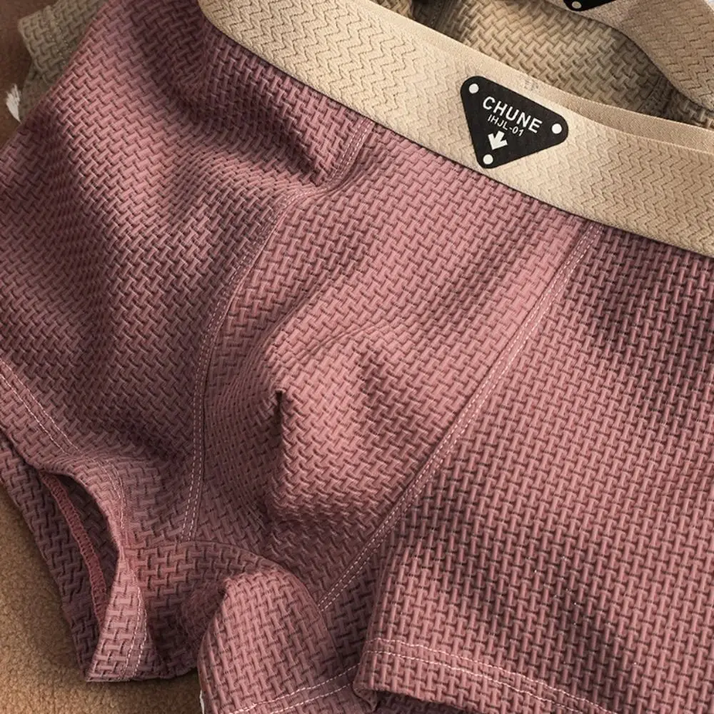 3 個ファッション痕跡メンズアイス Slik パンティーパンツミッドウエストショーツボクサーシンプルなフラットパンツシームレスブリーフ男