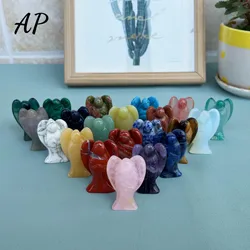 2 Inch Crystals Angel Carving Rose Quartz Peace Angel Statue Healing Energy Figurines Amethyst Gem Home Decoration Gift