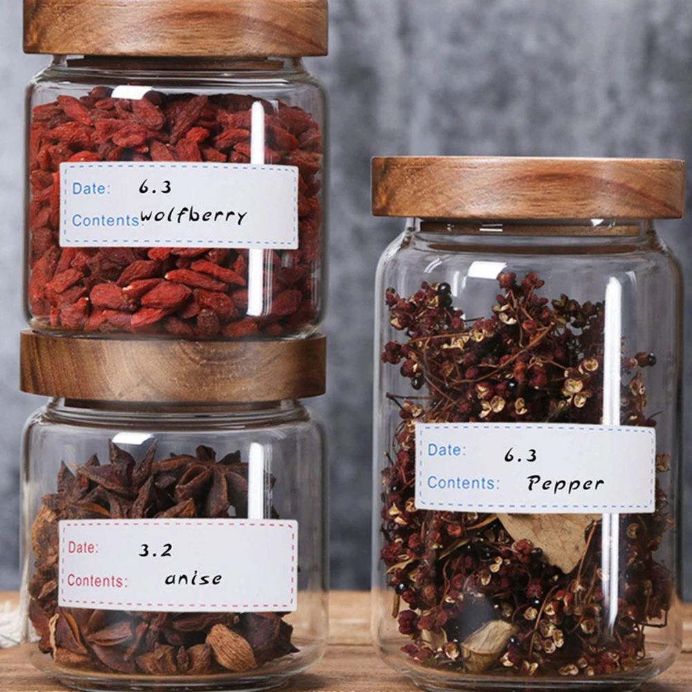 250 قطعة تسميات الطعام القابلة للذوبان ارتداء مقاومة الفريزر ملصقات الغذاء فارغة الكتابة ملصقات لاصقة للحاويات البلاستيكية المعدنية الزجاجية #2