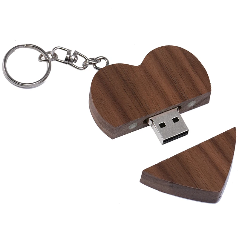 

Свадебный подарок USB-накопитель 128 ГБ Heart Memory Stick 64 ГБ Деревянный флэш-накопитель 32 ГБ Устройства для хранения деловых подарков 16 Г Бесплатная цепочка 8G