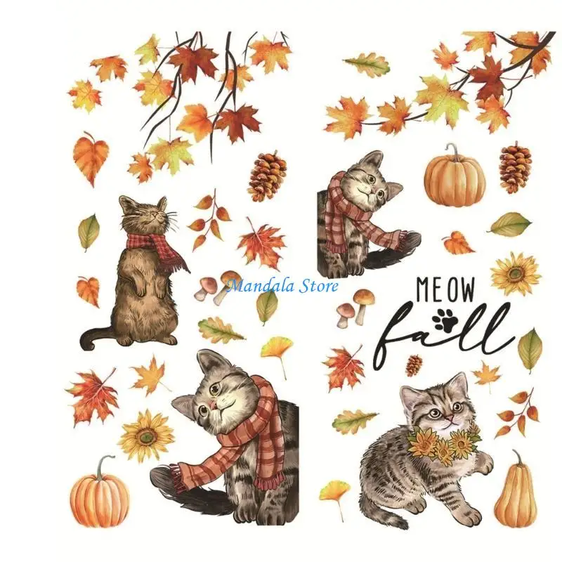 

U2JC Pack of 3 Autumn Window Stickers Clips Harvest Window Decal for Home Party Shop