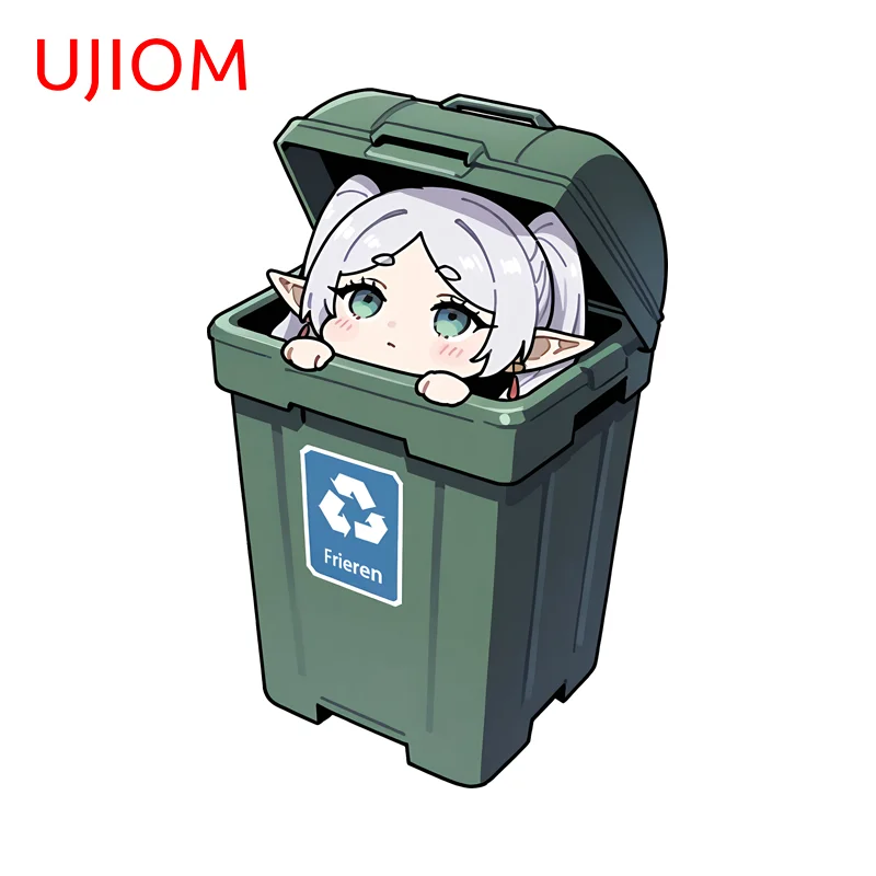 UJIOM Super Cute Trash Can Anime Peekers Wall Sticker Funny Frieren Smart Home DIY Decal Waterproof Kids Bedroom Accessories