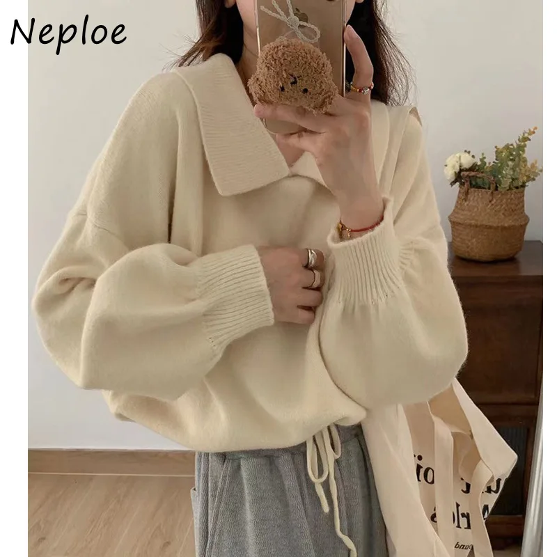 Neploe Korean College Style Fresh Short Sweater Femme 2024 Autumn Winter Soft Sticky Sweet Gentle Candy Color Knitted Pullovers