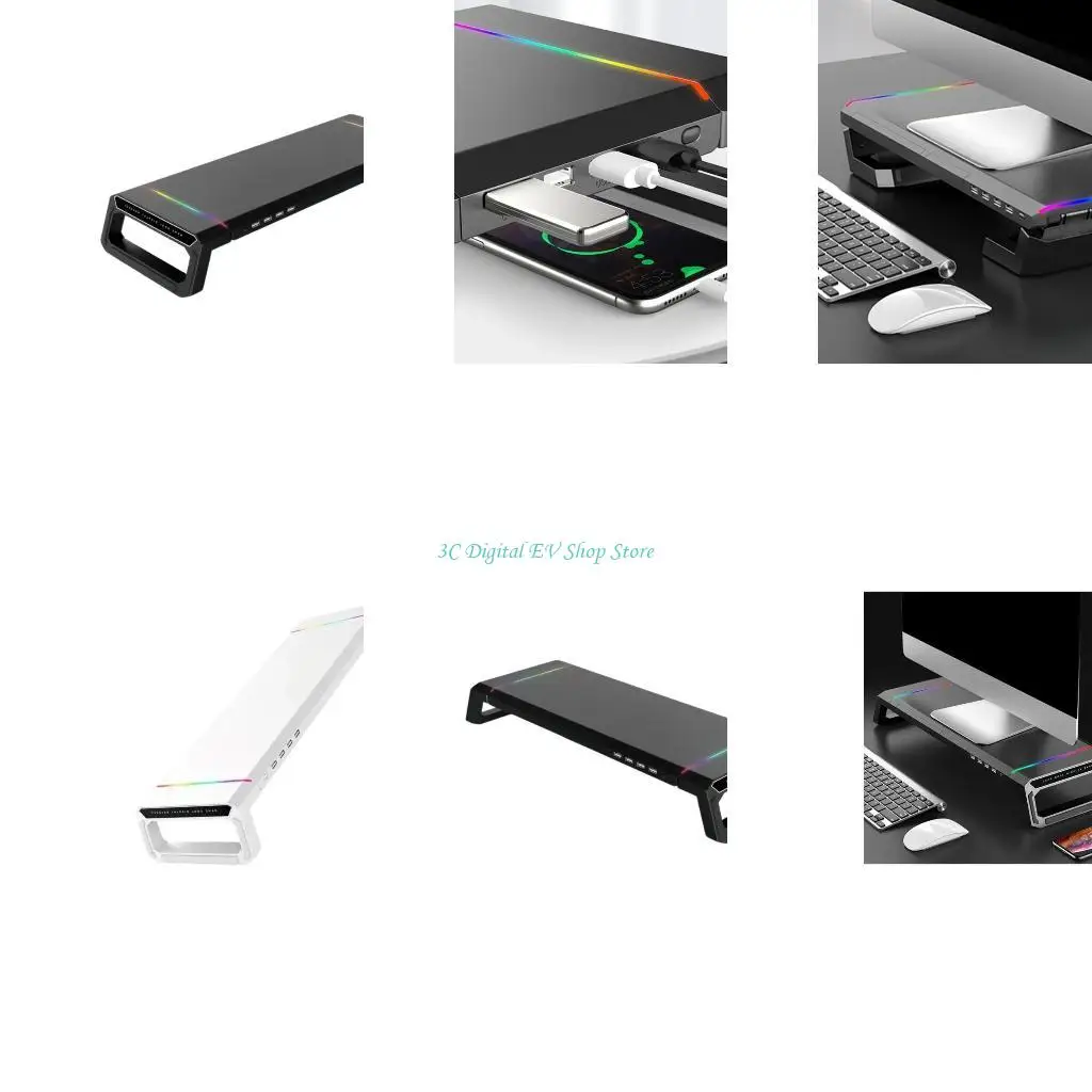 E74D Strong Computer Monitors Stand with USB Hub Foldable Design for Desktop Use