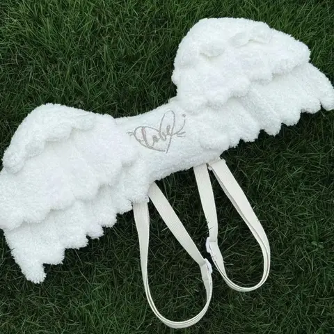 New Adjustable Straps Angel Wings Backpack Polyester Zipper Lolita Backpack White Color Backpack JK Uniform