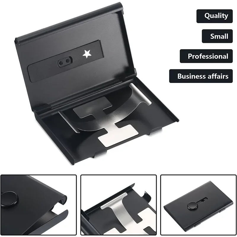 Metal Business Card Holder Hand Push Card Case Bank Card Membership Package Ultra Thin Business Card Packaging Box Organizer