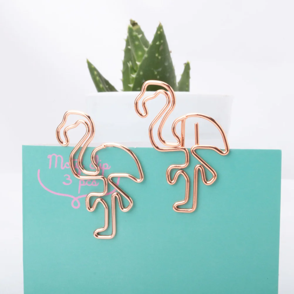 

12Pcs Flamingo Metal Paper Clips Note Markers for Office School Home Sturdy File Document Holder Rose Gold Paper Clips
