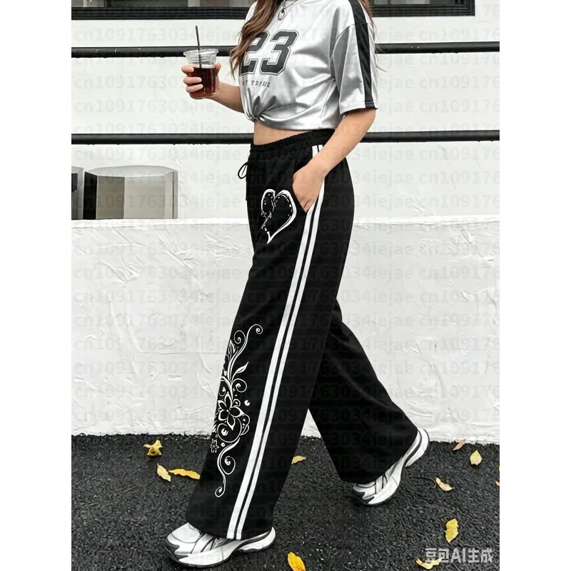 Women's Kid Striped Pants - Elegant Cute Y2K Style Casual Athletic Travel Pants - Thickened Autumn Winter Wearable