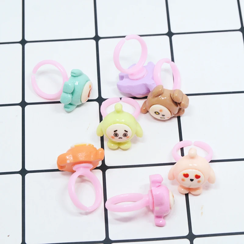 10/20pcs Kawaii Eggy Party Cartoon Ring Kids Girl Ring Children Baby Jewellery Party Supplies Decoration Toy Gifts