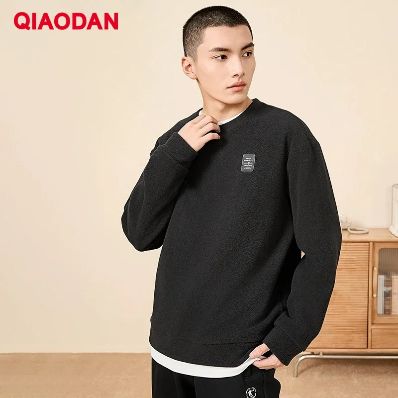 

QIAODAN Casual Sports Sweatshirt for Men 2024 Winter New Comfortable Loose Pullover Warm Polar Fleece Inner Top XWD43231305R