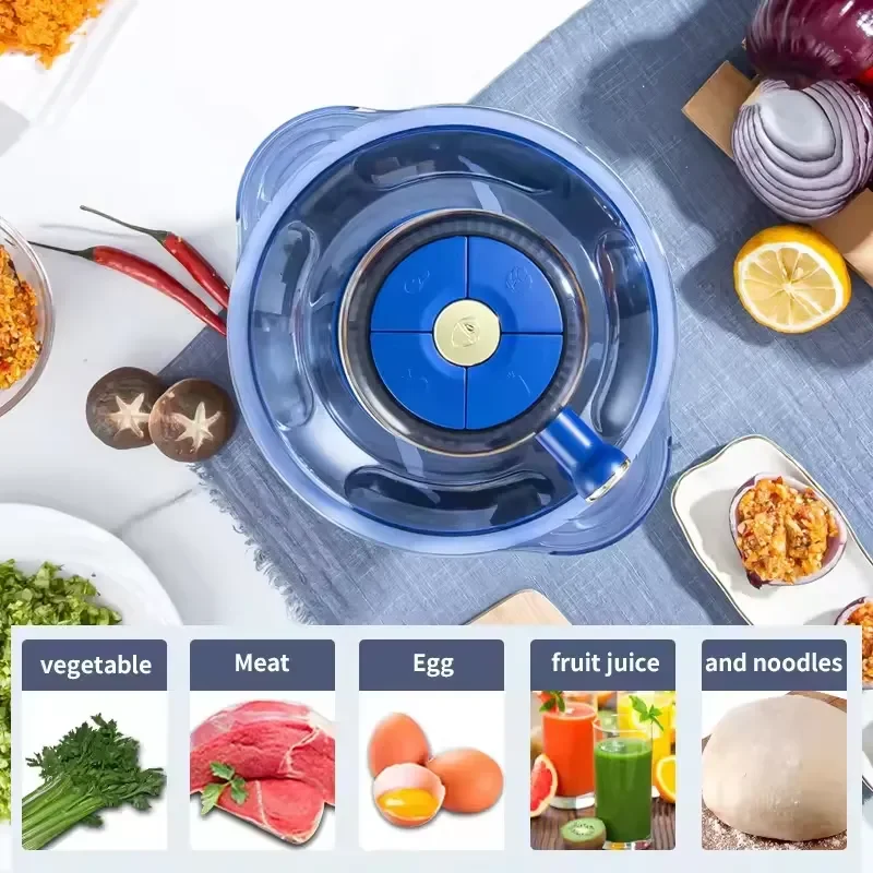 Food mixer, meat and vegetable chopper, stainless steel electric meat grinder, 5L 600W 5-speed, suitable for home kitchen use