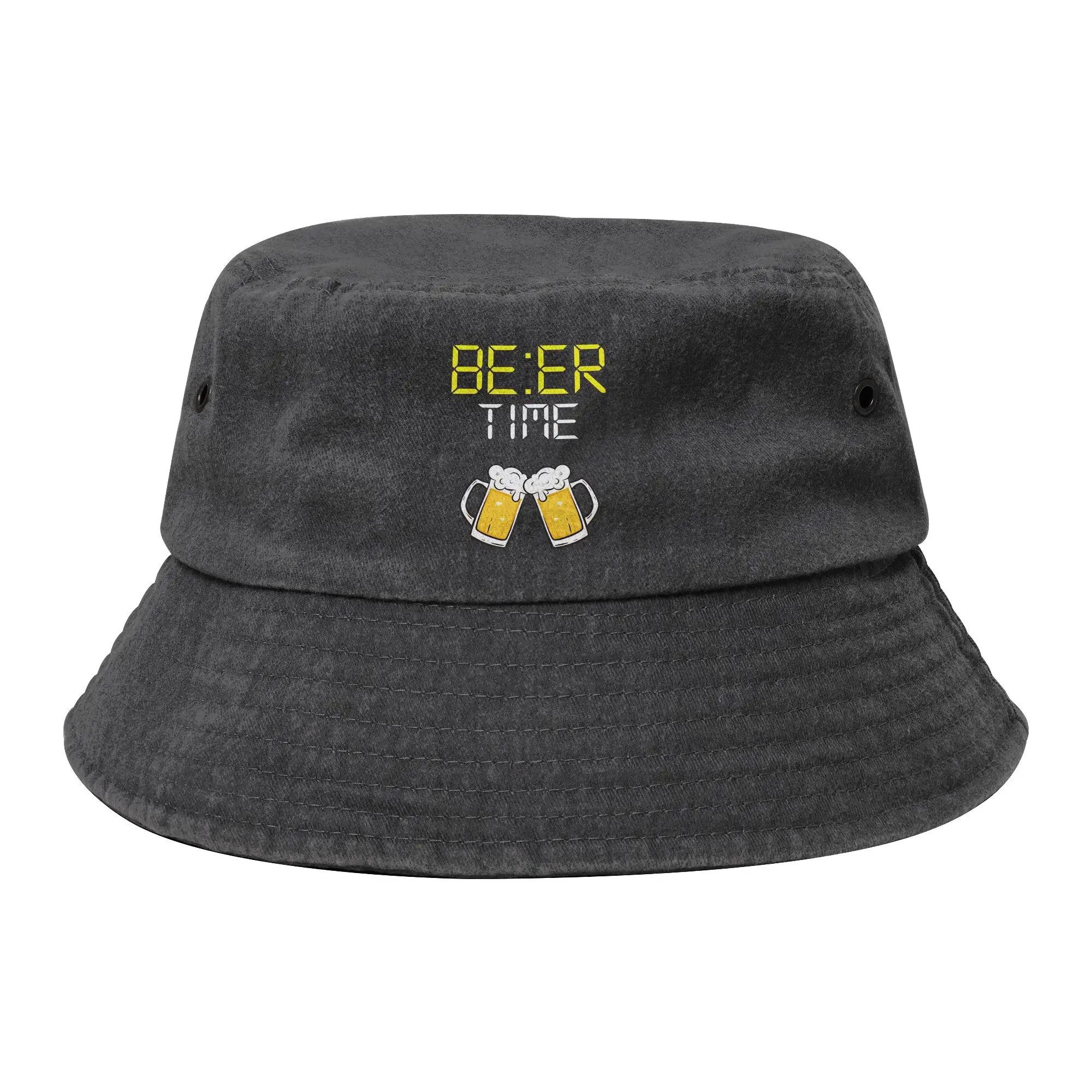 Beach Hatwear Beer Time Cheers Merch Bucket Hat Unisex Distressed Denim Sun Hat  Bob Hat Fishing Cap Hiking