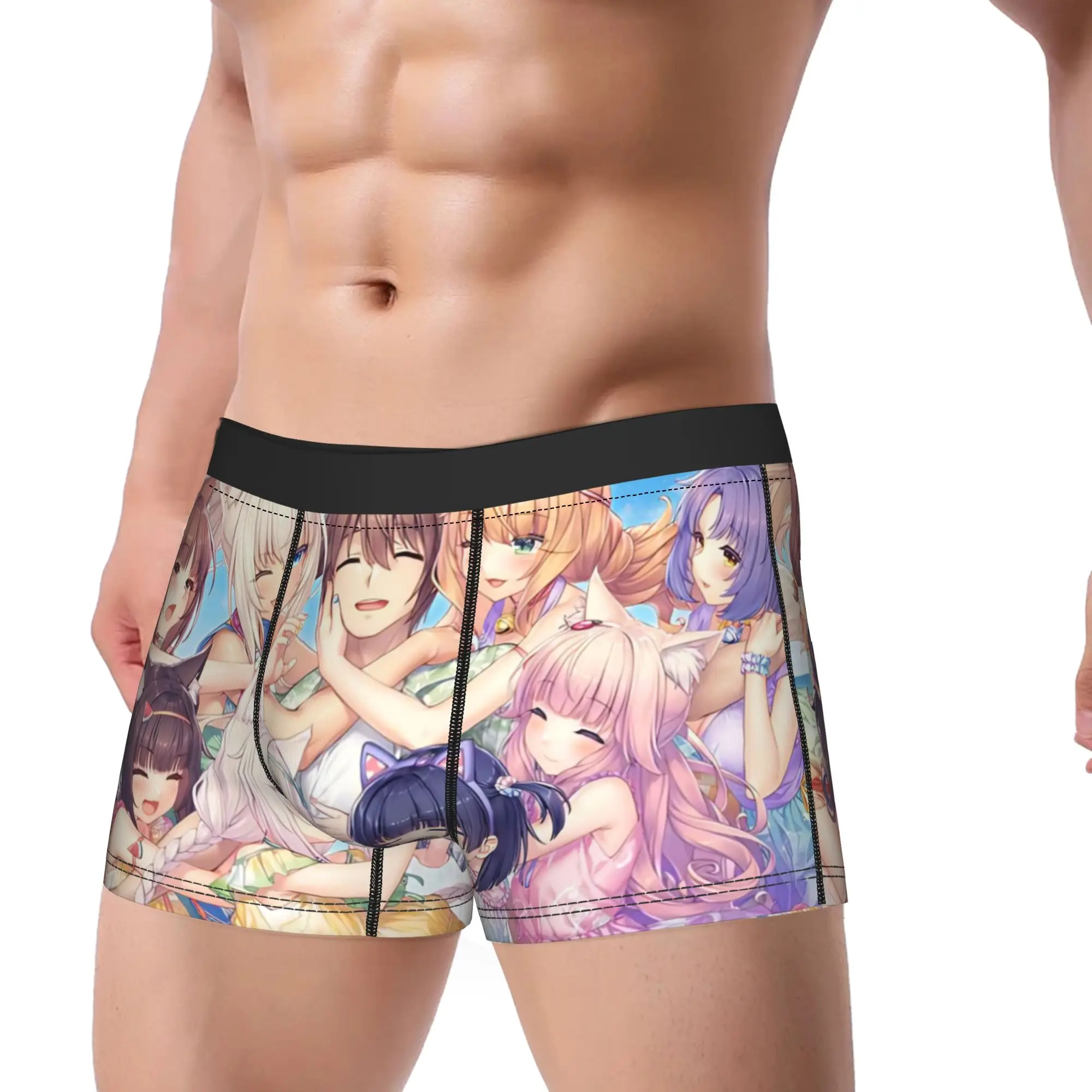 Men Cartoon Nekopara Anime Game Underwear  Funny Boxer Briefs Shorts Panties Male Breathable Underpants Plus Size