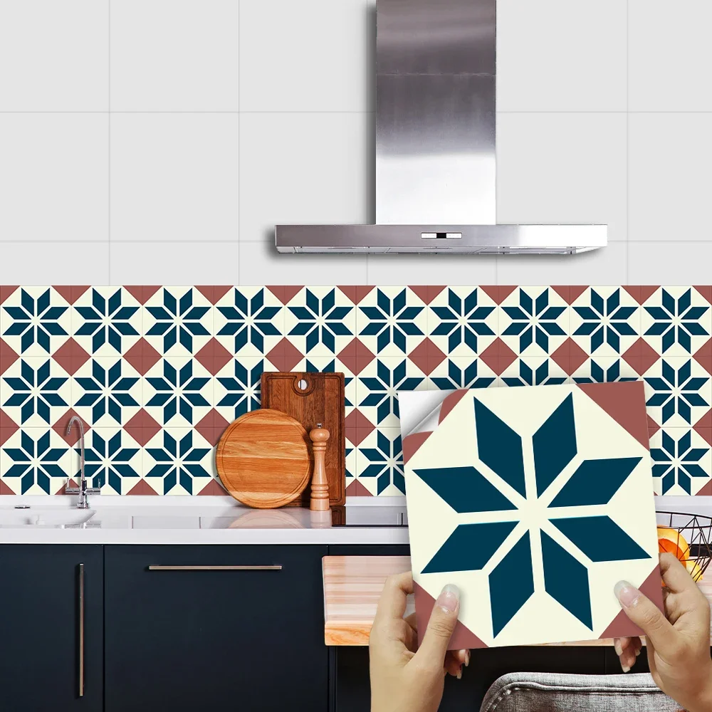 10/15/20/30cm Geometric Tiles Floor Sticker Kitchen Bathroom Ground Home Decor Wear-resistant Waterproof Frosted Art Wallpaper