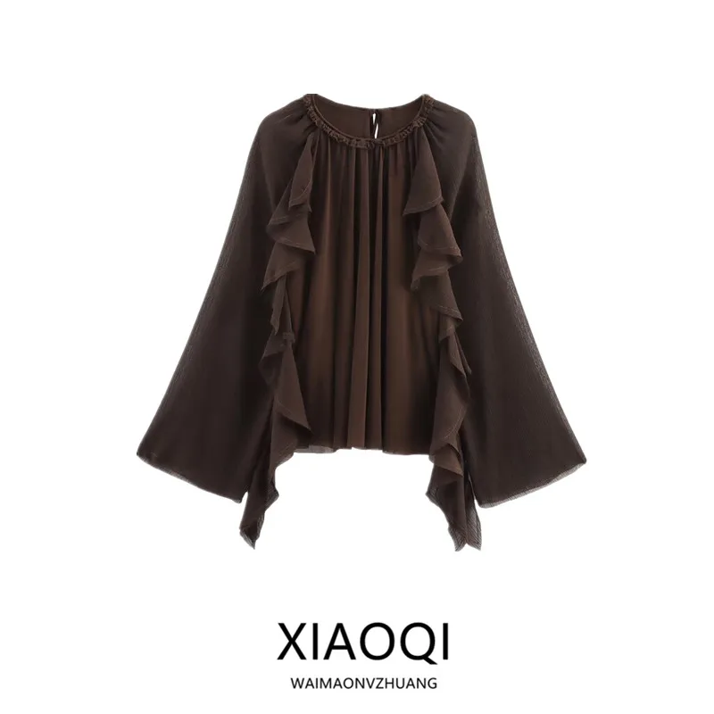 

Осень 2023, женские декоративные длинные свеки, круглые, Ne irt Dra, многослойный дизайн, европейский Sle Faion, женская irt