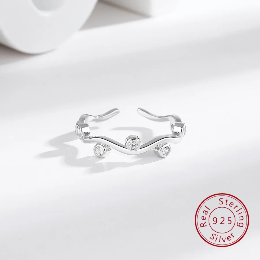 

Женское модное универсальное кольцо из стерлингового серебра во французском стиле, нестандартный комплект, открытое кольцо с бриллиантовым листом