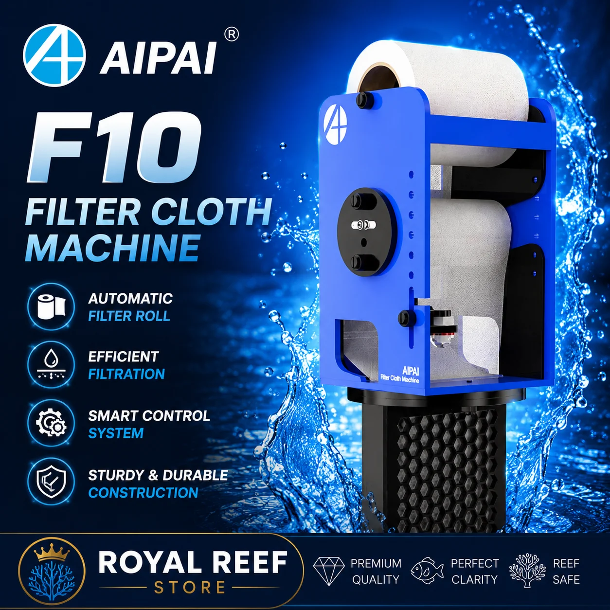 AIPAI FIO Smart Filter Roller System APP-Controlled Automatic Filter Cloth Machine Series-Connectable for Reef Tanks and Marine